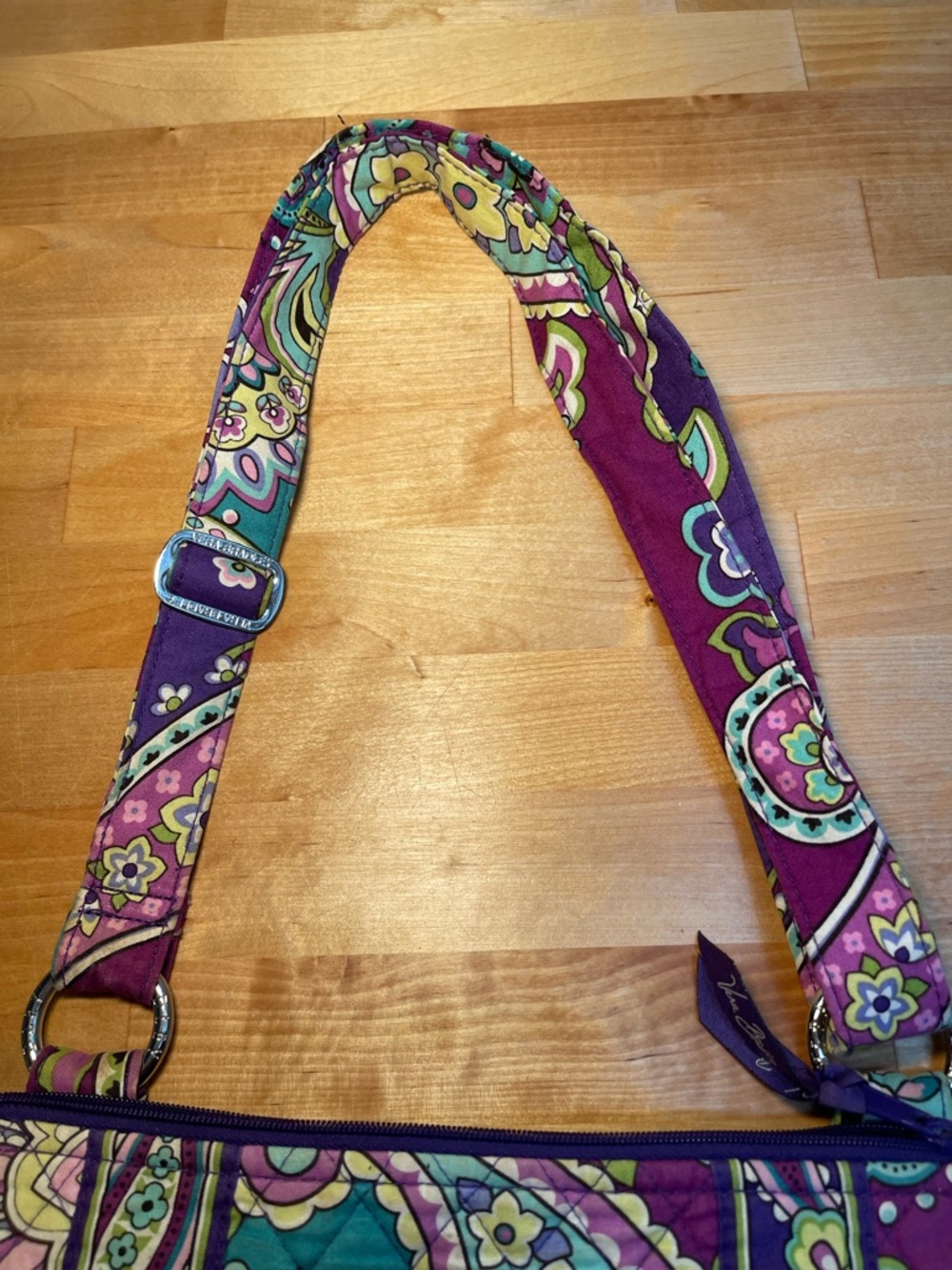 Vera Bradley Teal Purple Paisley Quilted Heather Hipster Crossbody Wallet Bundle - Picture 9 of 16